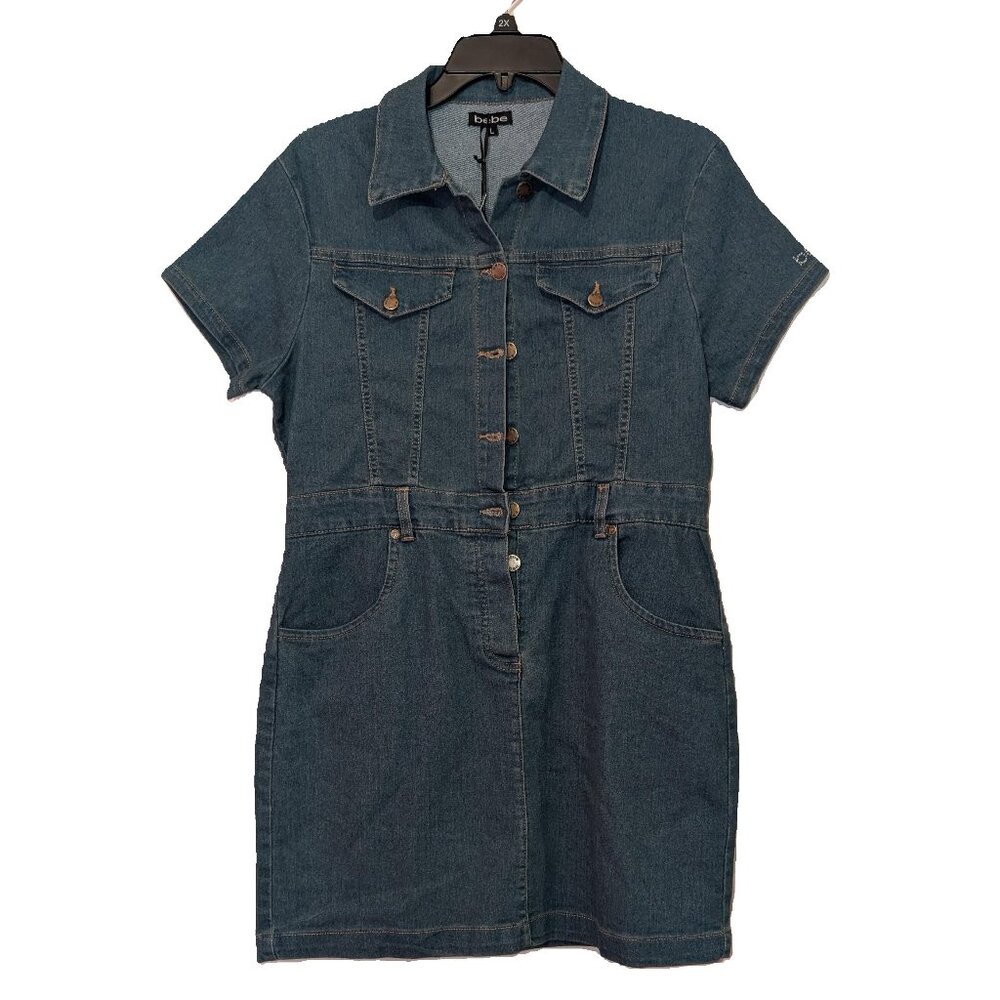 NWT Bebe Jean Short Sleeve Dress with Pockets
